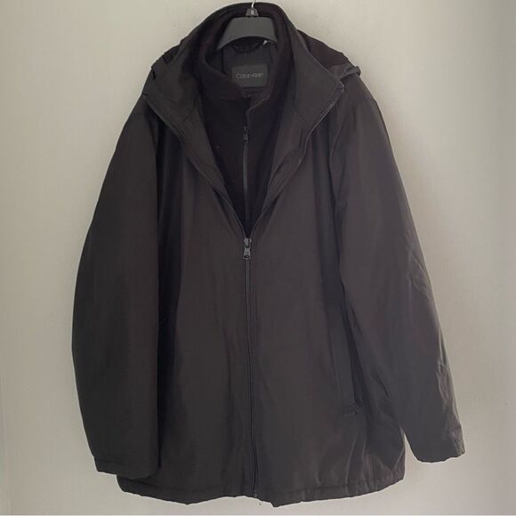 Calvin Klein Men’s Double Bib Black Hoodie Jacket size XXL - Picture 1 of 5